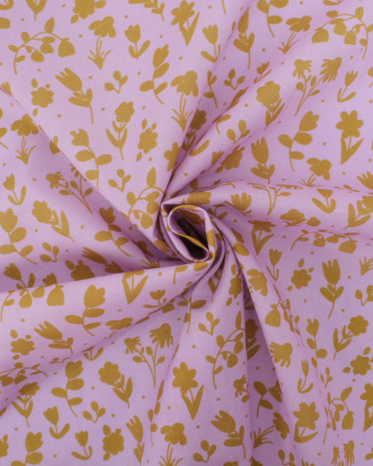 Popeline de Coton Mila Impression Floral Fond Parme - Mercerine