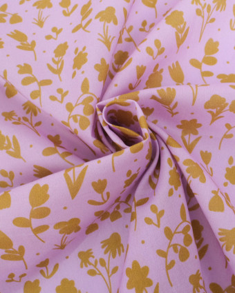 Voile de Coton Mila Impression Floral Fond Parme