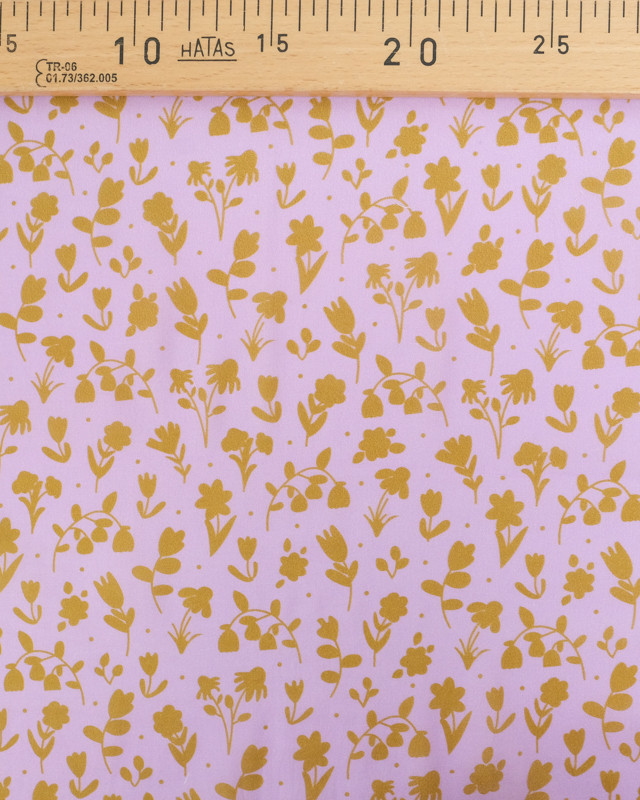 Voile de Coton Mila Impression Floral Fond Parme