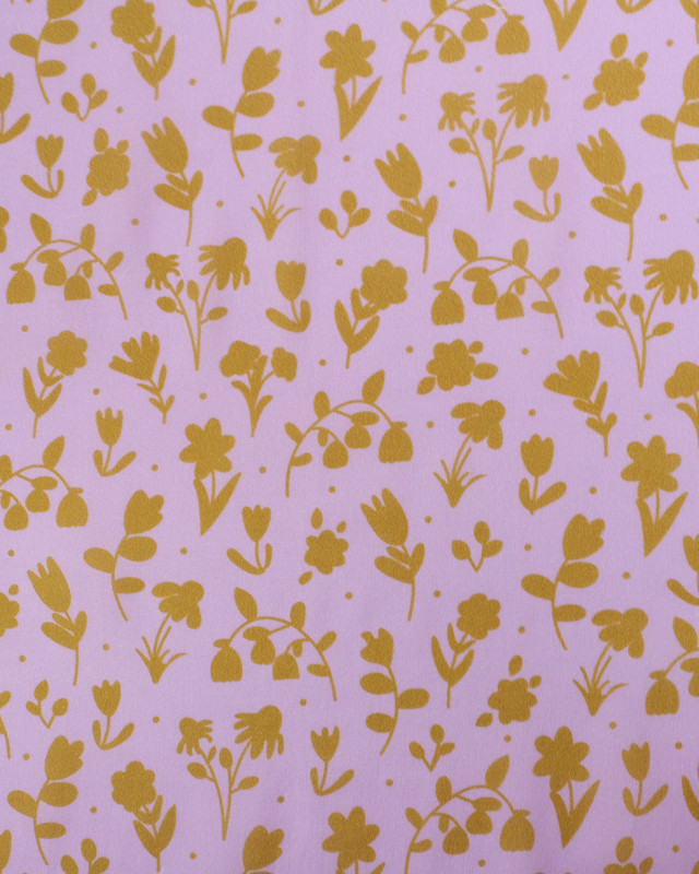 Voile de Coton Mila Impression Floral Fond Parme