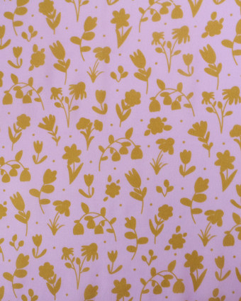 Voile de Coton Mila Impression Floral Fond Parme