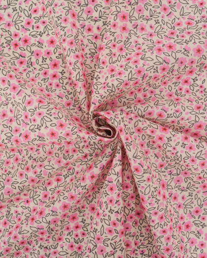 Popeline de Coton Mila Pink Collection Mini Rose - Mercerine