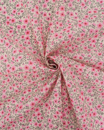 Popeline de Coton Mila Pink Collection Mini Rose - Mercerine