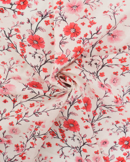 Popeline de Coton Mila Pink Collection Aquarelle Rose - Mercerine