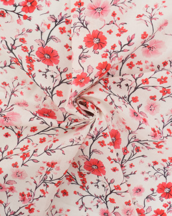 Popeline de Coton Mila Pink Collection Aquarelle Rose - Mercerine