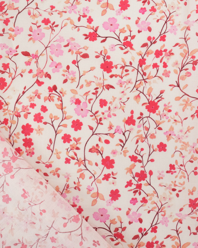 Voile de Coton Mila Pink Collection Fleur du Japon