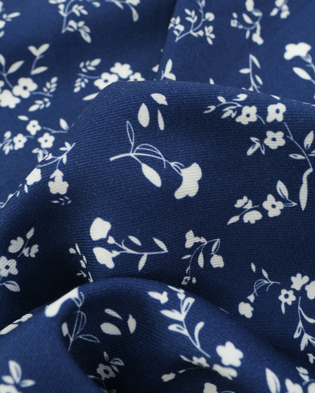 Tissu Viscose Twill May Bleu Marine - Mercerine