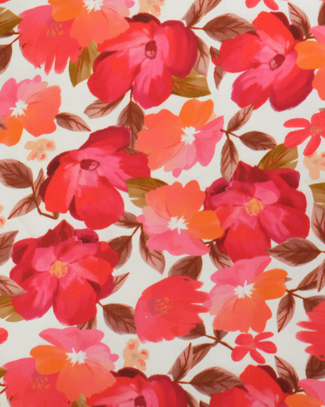 Tissu Viscose Twill Pavot Rouge Orange - Mercerine