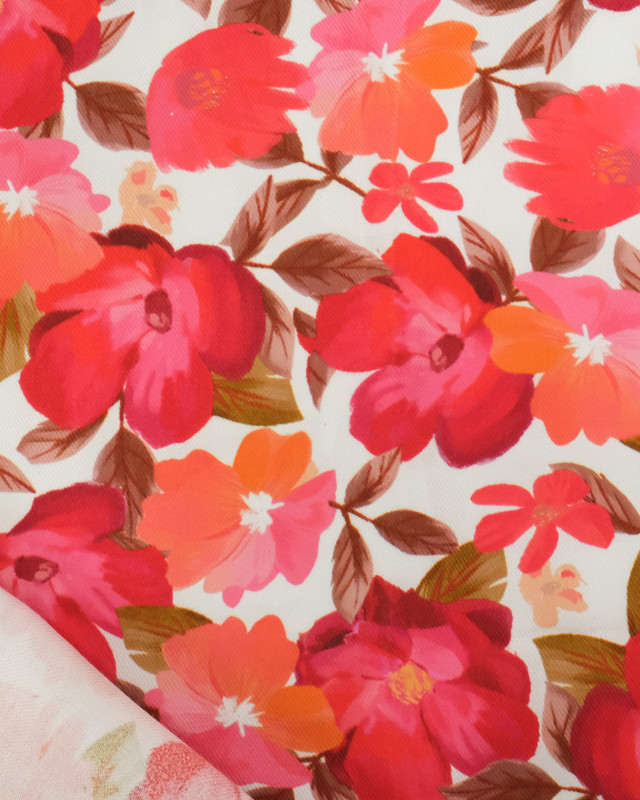 Tissu Viscose Twill Pavot Rouge Orange - Mercerine