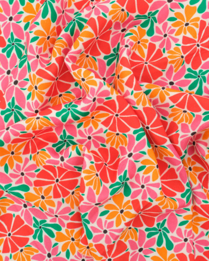Tissu Viscose Twill Flower Power Multicolore - Mercerine