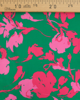 Tissu Viscose Twill Luna Vert Prairie et Fuchsia - Mercerine