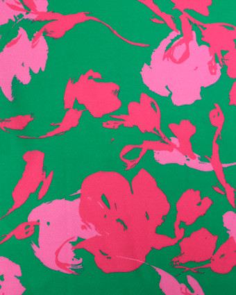 Tissu Viscose Twill Luna Vert Prairie et Fuchsia - Mercerine