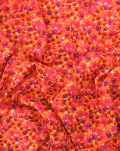 Viscose Impressionniste Orange et Fuchsia - Mercerine