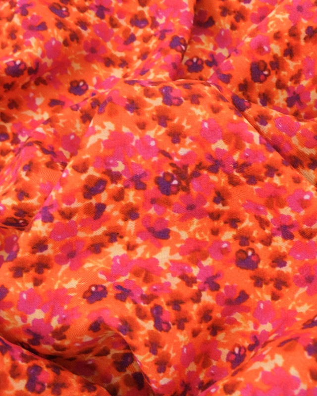Viscose Impressioniste Orange et Fuchsia - Mercerine