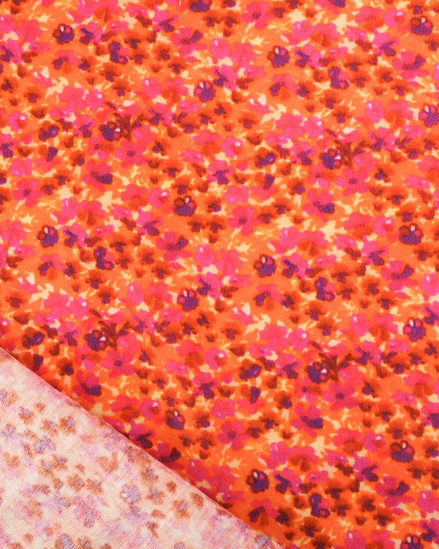 Viscose Impressioniste Orange et Fuchsia - Mercerine
