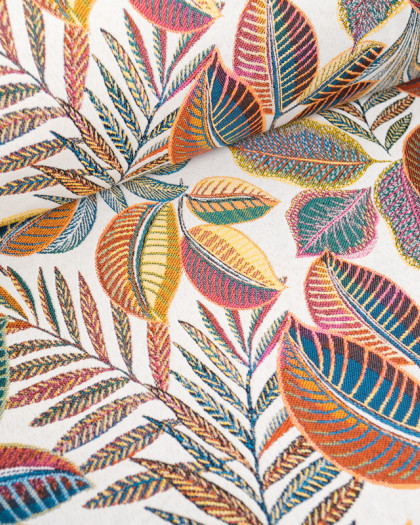 Tissu Jacquard Ameublement Tissé en France Cacao Multicolore - Mercerine