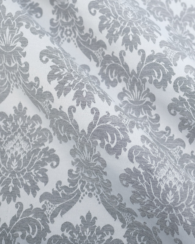 Tissu Jacquard Motif Baroque Reflets Satinés Gris - Mercerine