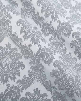 Tissu Jacquard Motif Baroque Reflets Satinés Gris - Mercerine