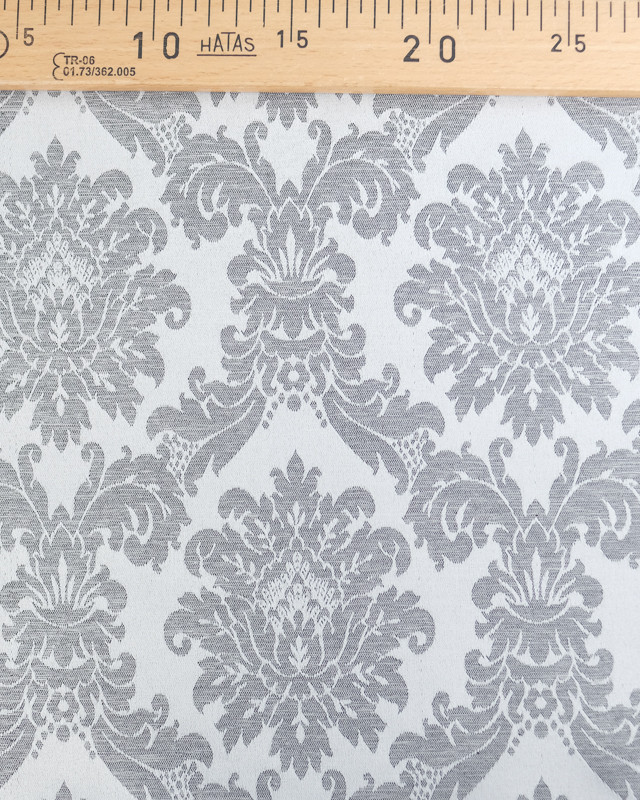 Tissu Jacquard Motif Baroque Reflets Satinés Gris - Mercerine