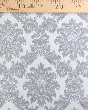 Tissu Jacquard Motif Baroque Reflets Satinés Gris - Mercerine