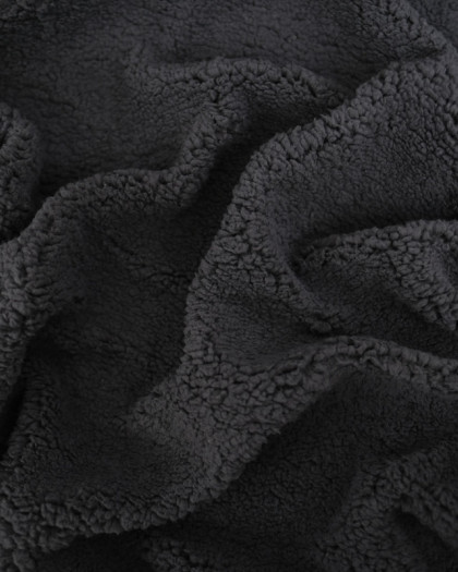 Tissu Sherpa Uni Noir - Mercerine