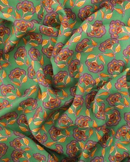 Viscose Indienne Vert Anglais et Ocre - Mercerine