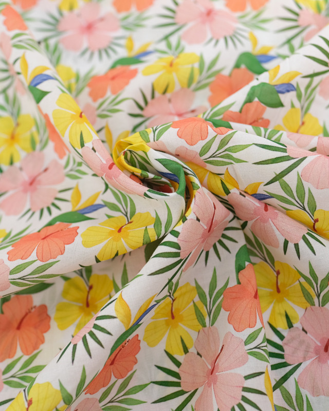 Voile de Coton Mila Hibiscus Multicolore