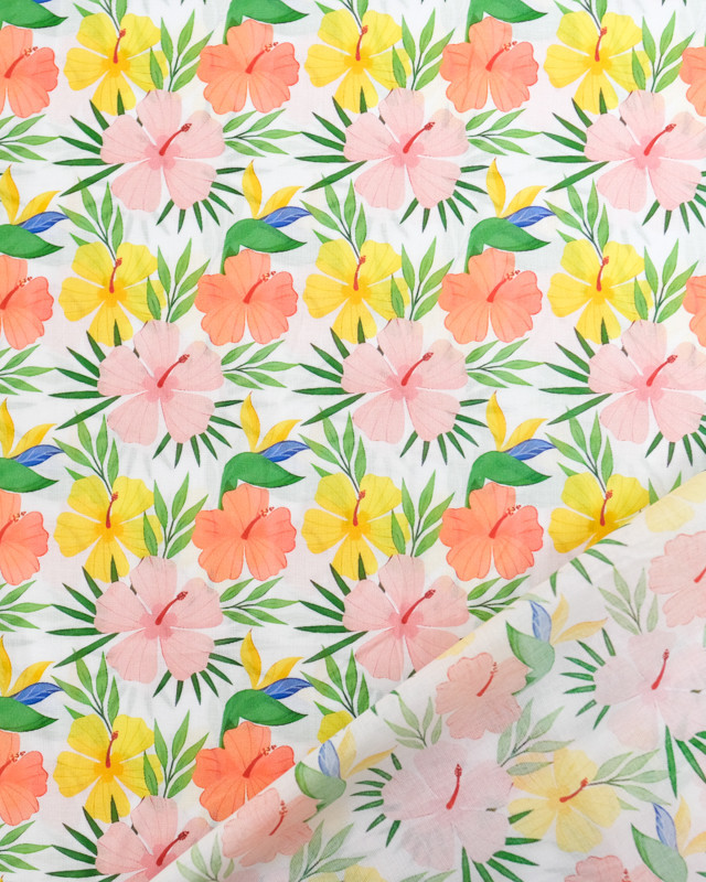 Voile de Coton Mila Hibiscus Multicolore