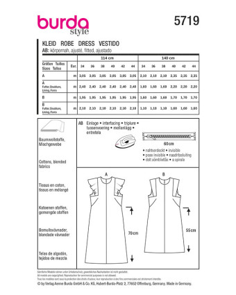 Patron Robe Burda 5719 | Patrons de couture | Mercerine