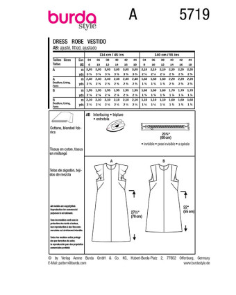 Patron Robe Burda 5719 | Patrons de couture | Mercerine