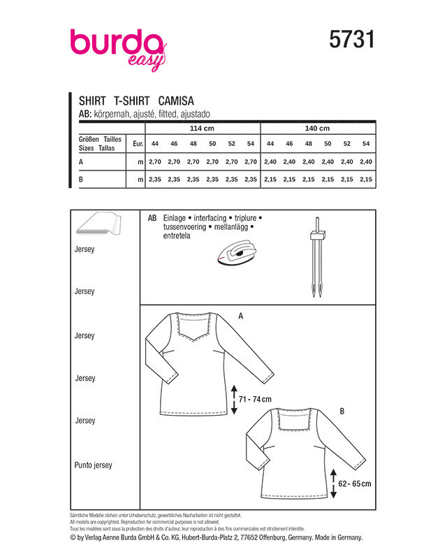Patron Top Burda 5731 | Patrons de couture | Mercerine
