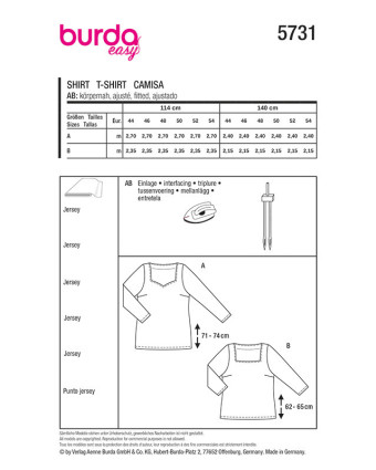Patron Top Burda 5731 | Patrons de couture | Mercerine