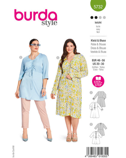 Patron Robe & Blouse Burda 5732 - Mercerine