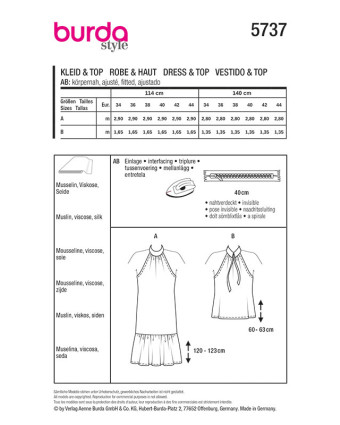 Patron Robe & Top Burda 5737 | Patrons de couture | Mercerine
