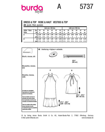 Patron Robe & Top Burda 5737 | Patrons de couture | Mercerine