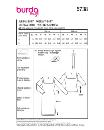 Patron Robe & Top Burda 5738 | Patrons de couture | Mercerine