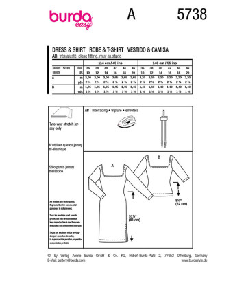 Patron Robe & Top Burda 5738 | Patrons de couture | Mercerine