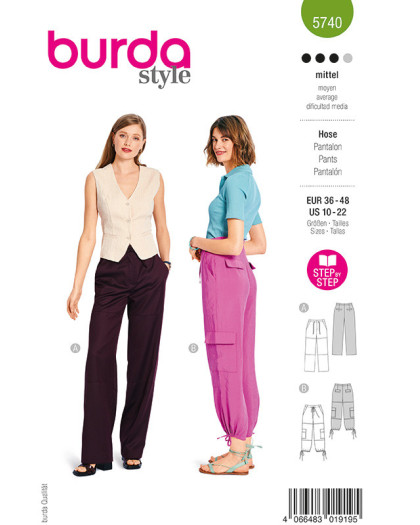 Patron Pantalon Burda 5740 - Mercerine