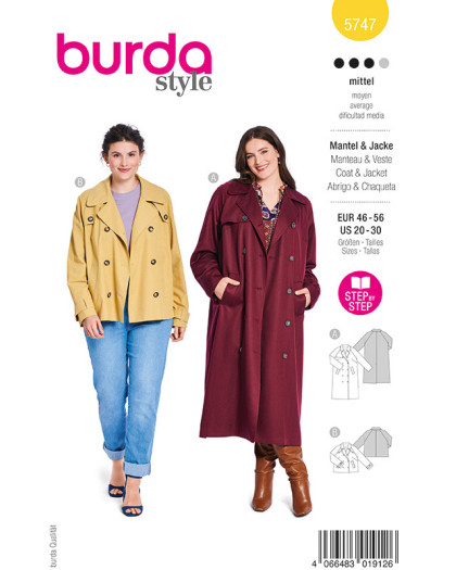 Patron Veste & Manteau Burda 5747 - Mercerine