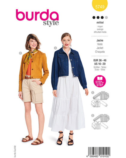 Patron Veste Burda 5749 - Mercerine