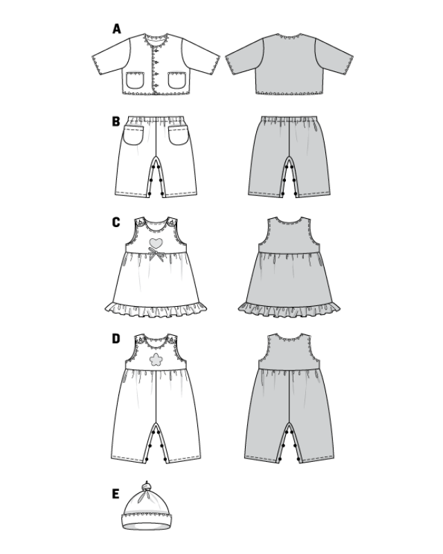 Patron Ensemble Bébé de 1 à 12 mois  Burda 9831 | Patrons de couture | Mercerine