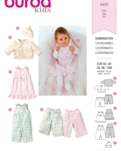 Patron Ensemble Bébé de 1 à 12 mois  Burda 9831 - Mercerine