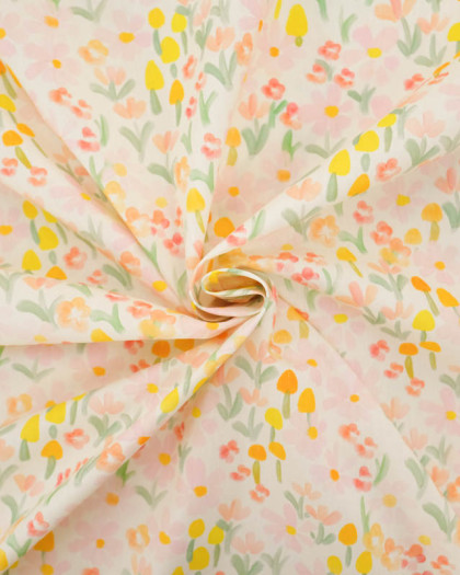 Popeline de Coton Imprimé Digital Mini Fleurs Jaunes - Mercerine