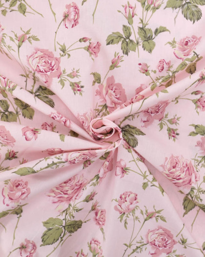 Popeline de Coton Rose Fond Blush - Mercerine