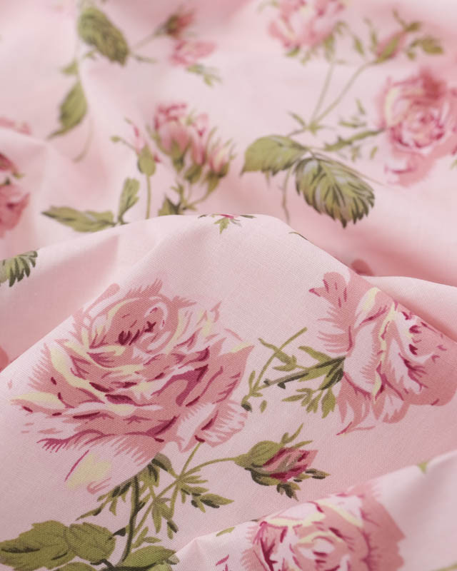 Popeline de Coton Rose Fond Blush - Mercerine