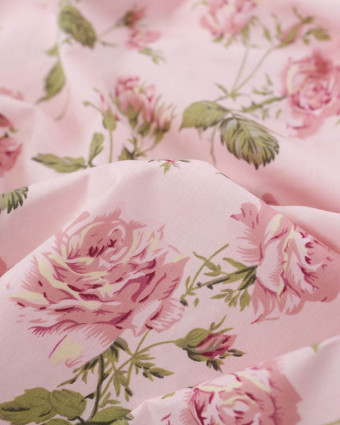 Popeline de Coton Rose Fond Blush - Mercerine
