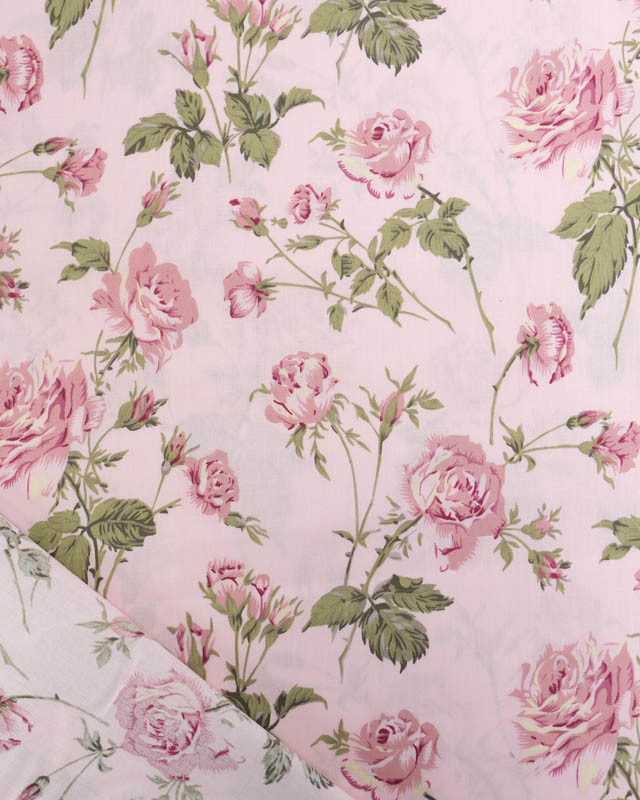 Popeline de Coton Rose Fond Blush - Mercerine