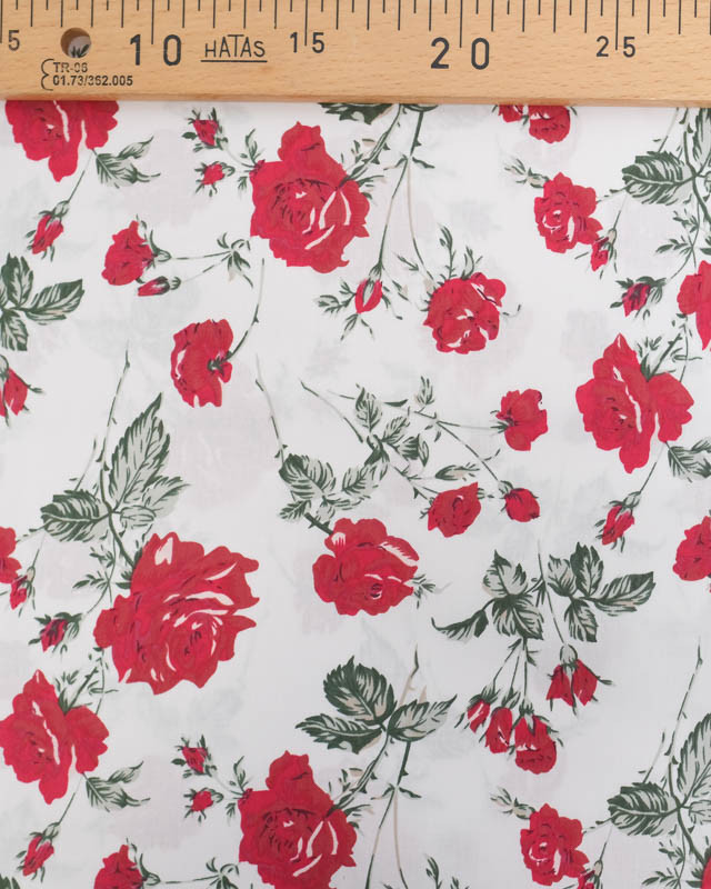 Popeline de Coton Rose Fond Blanc - Mercerine