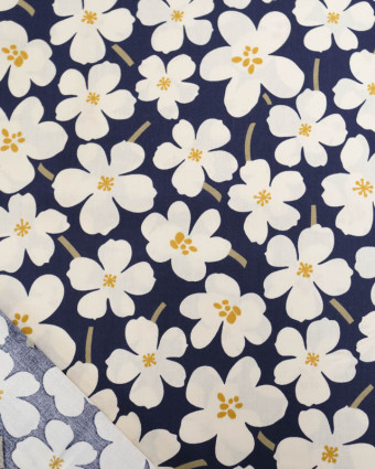 Popeline de Coton Lola Bleu Marine - Mercerine