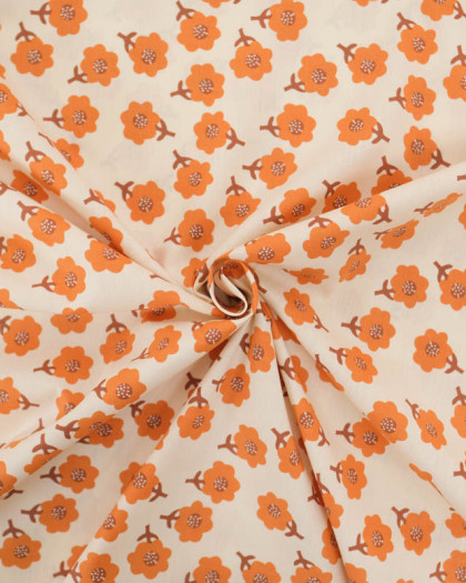 Popeline de Coton Betty Orange - Mercerine